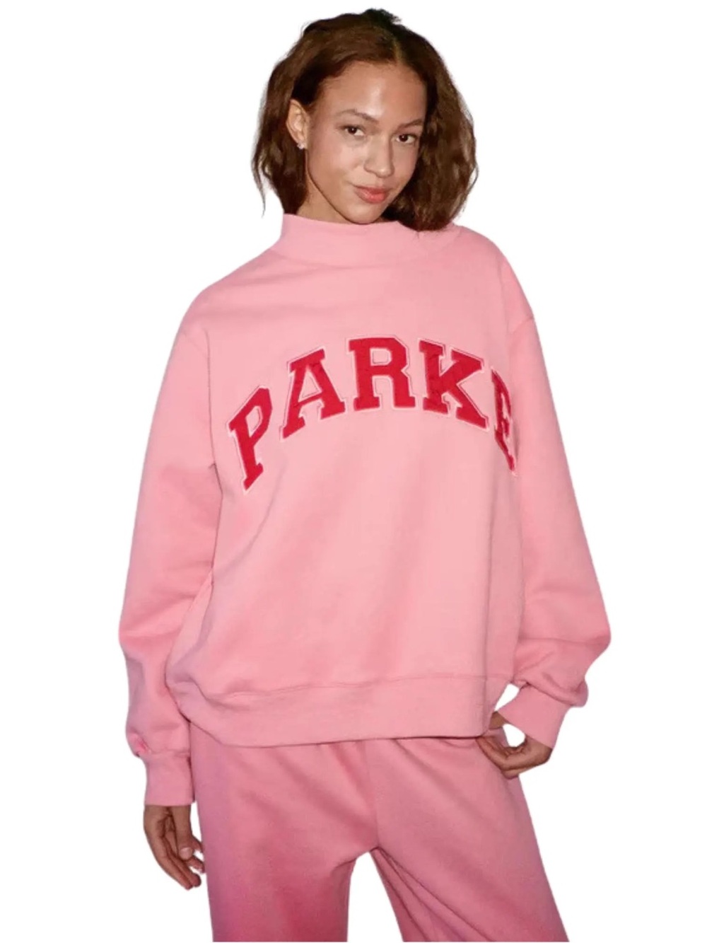 Parke Bubblegum Pink and Red Mockneck
